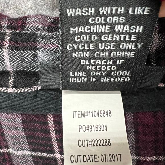 Torrid Camp Shirt Womens 1X Burgundy Gray Black Plaid Lace Button Up Soft Grunge - Picture 15 of 16